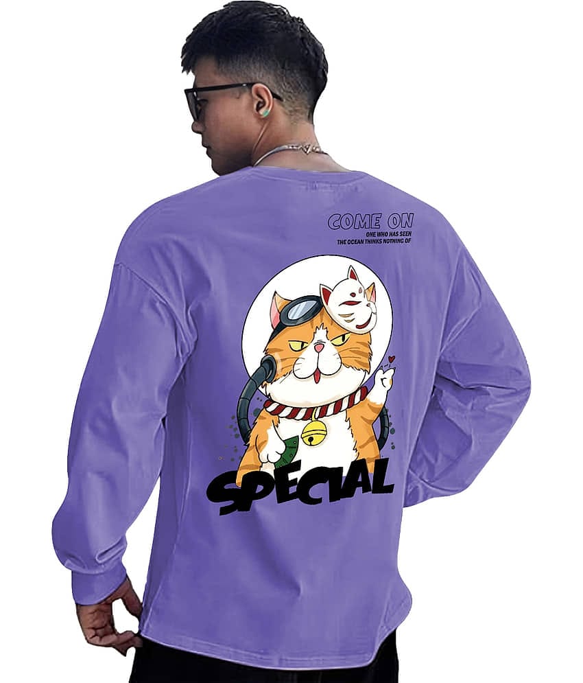 Chkokko Pack of 1 Cotton Blend Oversized Fit Men's T-Shirt ( Purple )