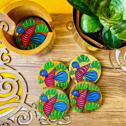 Chahel - Round Wooden Coasters Set of 6 Chahel - Round Wooden Coasters Set of 6