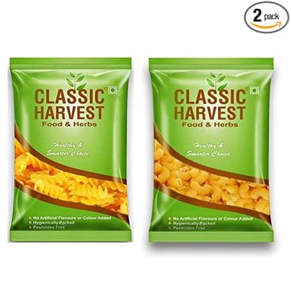 Classic Harvest Combo Macroni and Fusilli Pasta (Pasta Combo, 250gm Each) (Pack of 2)