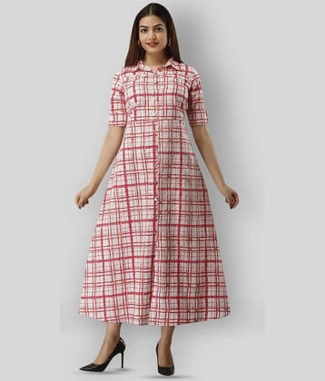 SAART BUNAAI - White A-line Cotton Women's Stitched Ethnic Gown ( Pack of 1 )