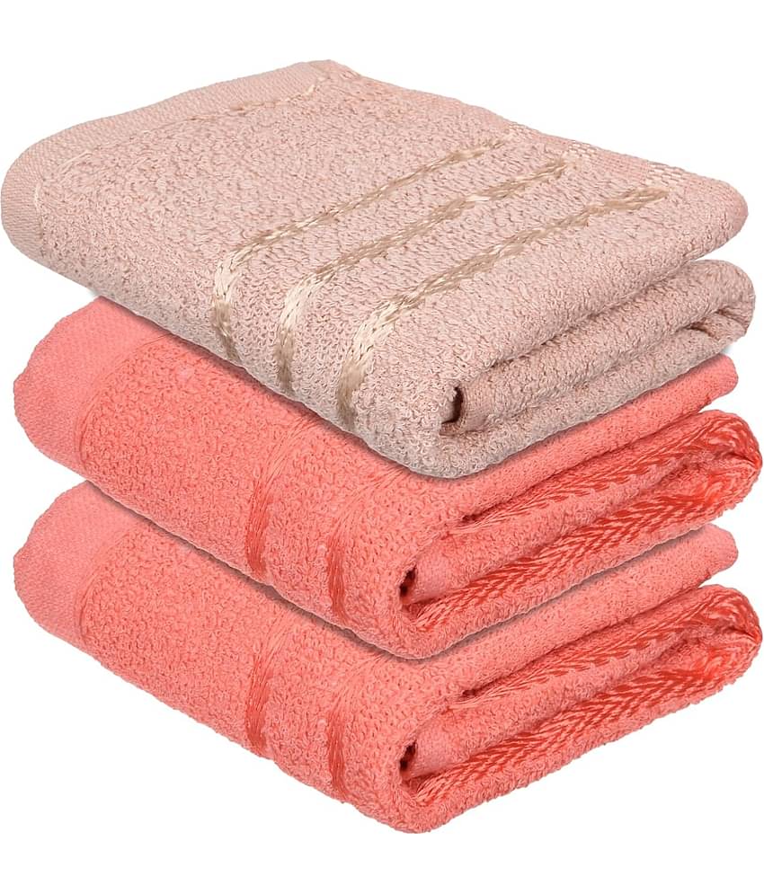 Swadesi E Shop Pack of 3 Cotton 351-400 -GSM Hand Towel ( Assorted )