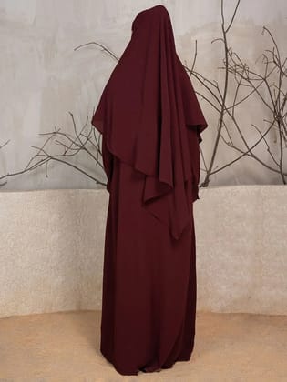 Abaya With Khimar - Maroon-XS