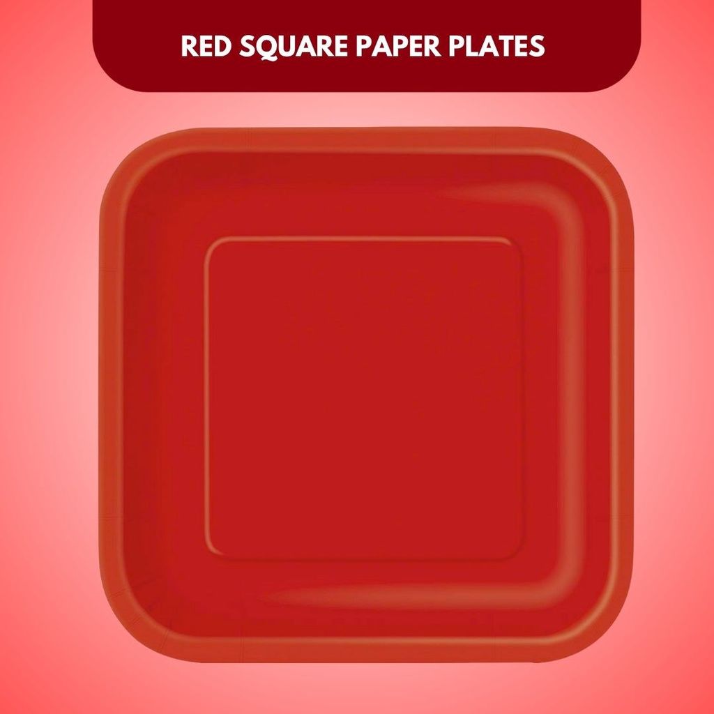 Classic Red Square Paper Plates 9" - 8PC - Party and Festive Needs | Buy online on ZillyBuy