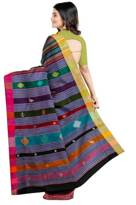 Ganjam Bomkai Saree Black with Ganga Yamuna Border