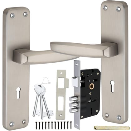 BUCKLER Iron Mortise Handle Lock for Main Door, Bedroom, Main Gate Heavy Duty-70MM Double Turn Lock-8 Inch-Punch