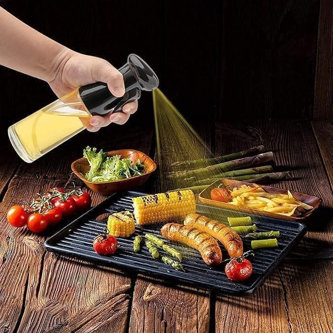 2-in-1 Olive Oil Sprayer and Dispenser Bottle for Kitchen | 500ml Glass Oil Bottle with Premium Nozzle | Cooking Oil Sprayer for Healthy Cooking and Salad Making (Spray Bottle)