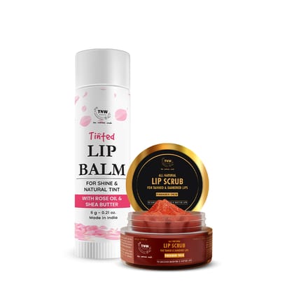 Combo of Exfoliating Lip Scrub & Hydrating Tinted Lip Balm-Rose