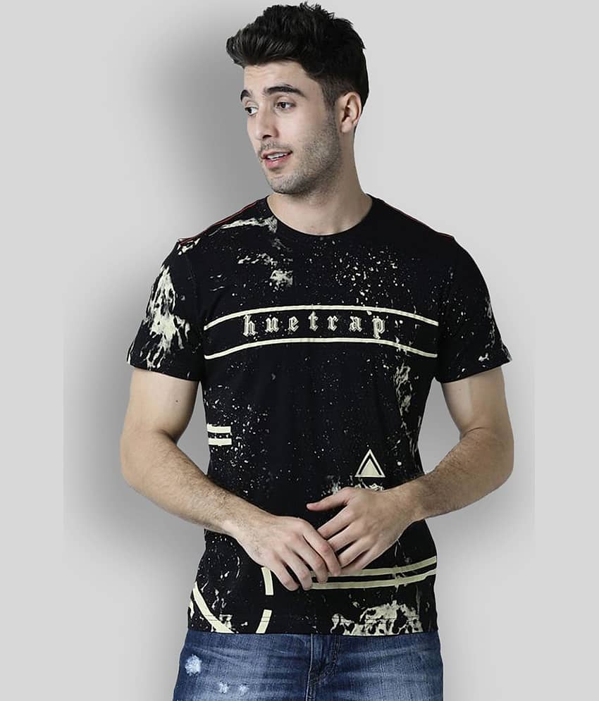 Huetrap Pack of 1 Cotton Regular Fit Men's T-Shirt ( Black )