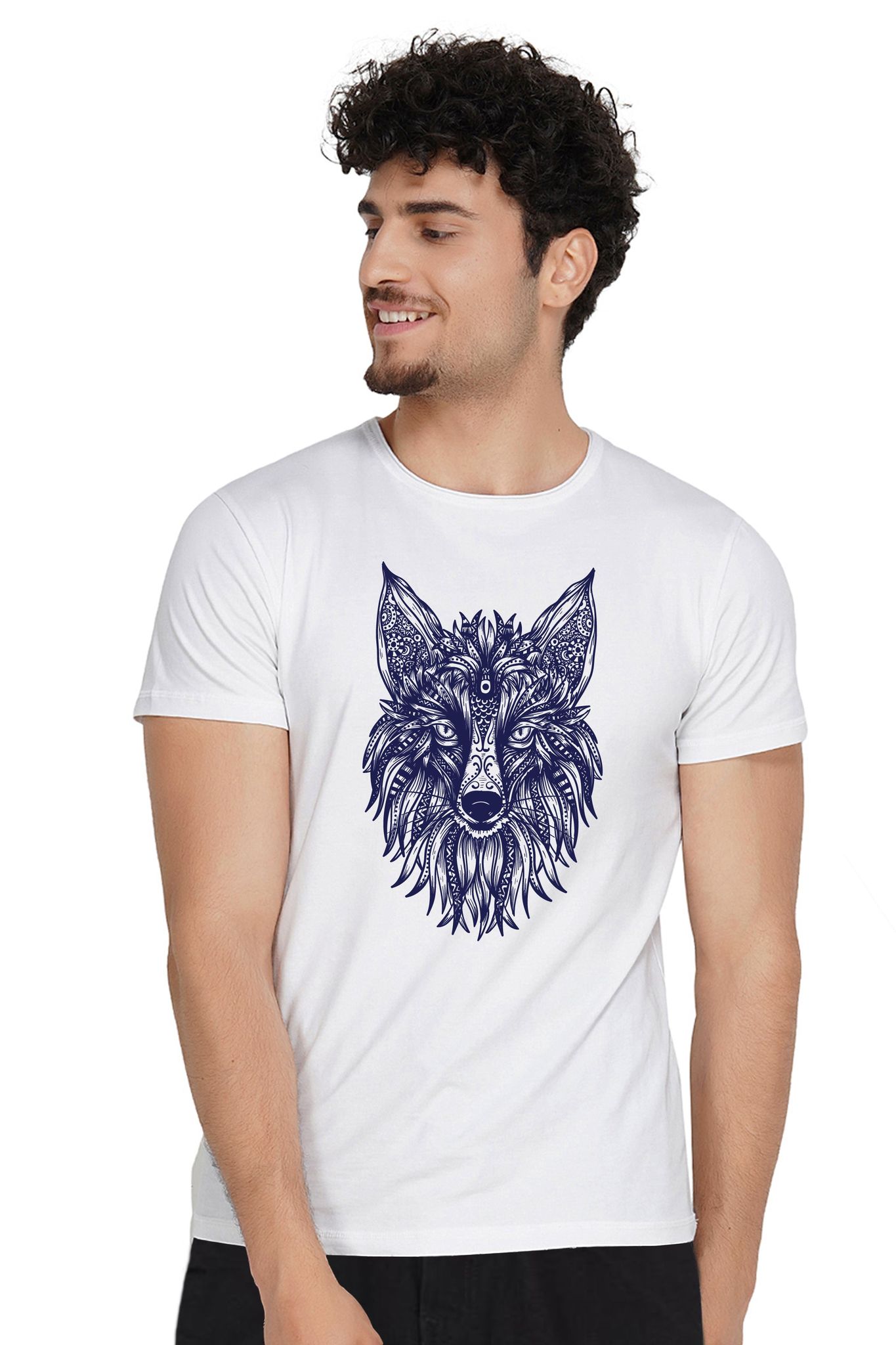 Line Art Wolf-S / White