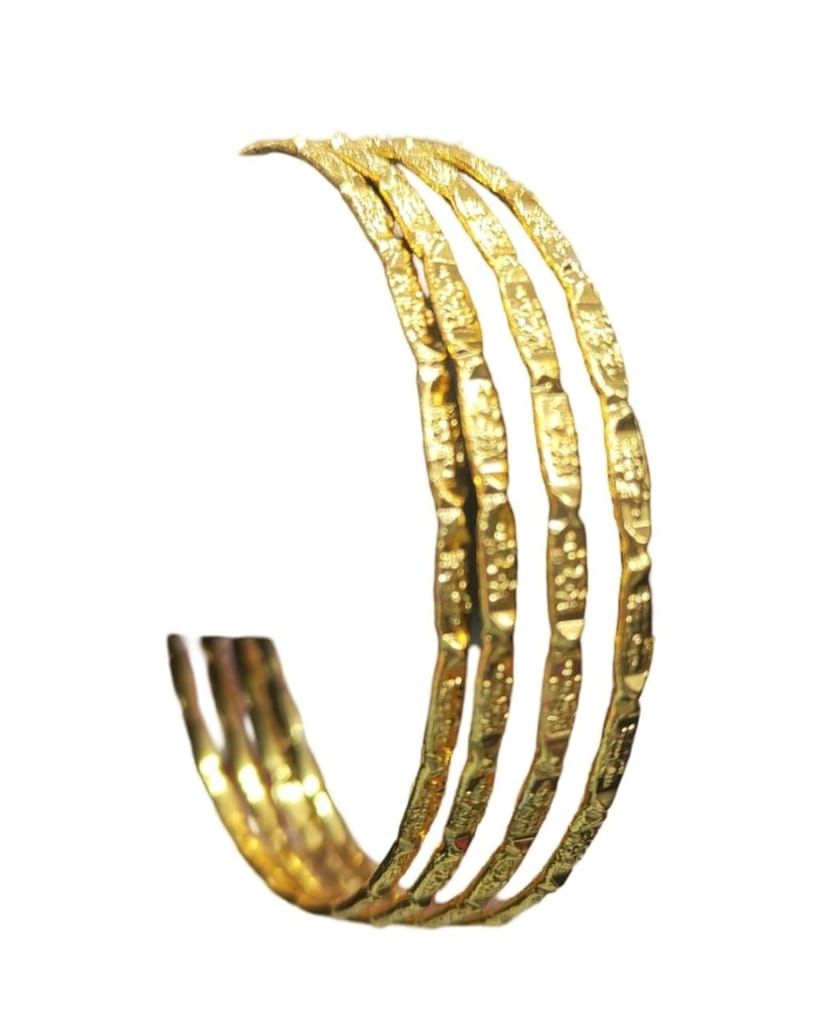 Gold Plated Textured Bangle Set of 4