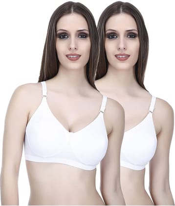 Elina Pack of 2 Cotton Non Padded Women's T-Shirt Bra ( White )