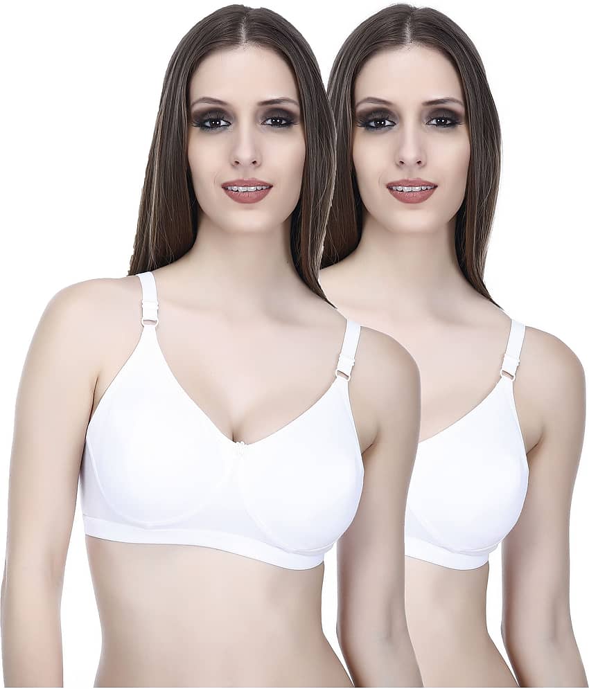 Elina Pack of 2 Cotton Non Padded Women's T-Shirt Bra ( White )