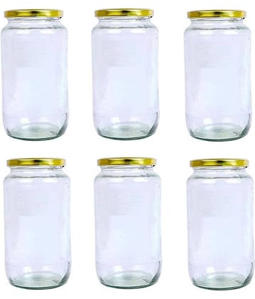 AFAST Glass Container Glass Transparent Pickle Container ( Set of 6 )