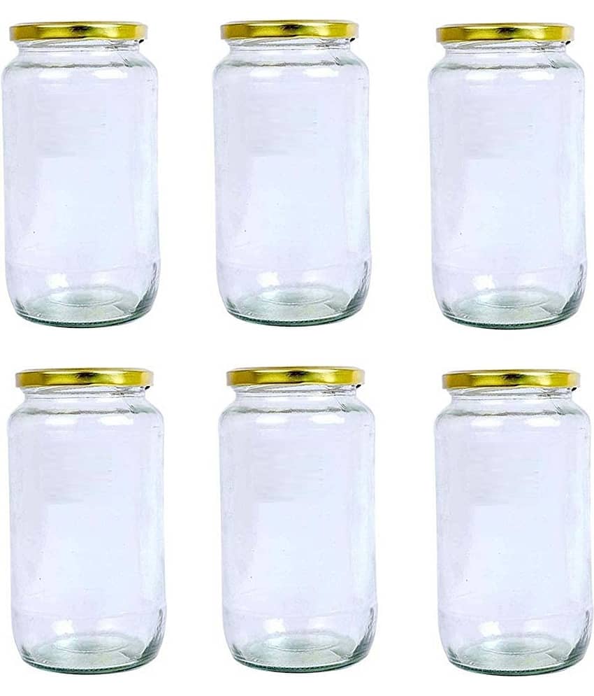 AFAST Glass Container Glass Transparent Pickle Container ( Set of 6 )