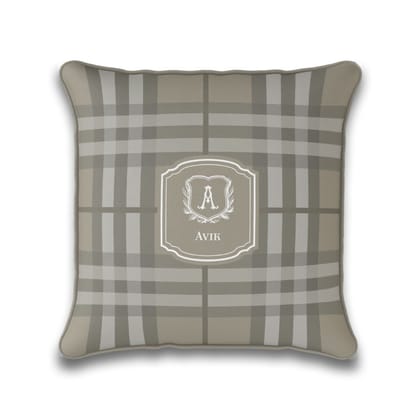 Plaid Cushion Cover-Sand / 18" / Velvet