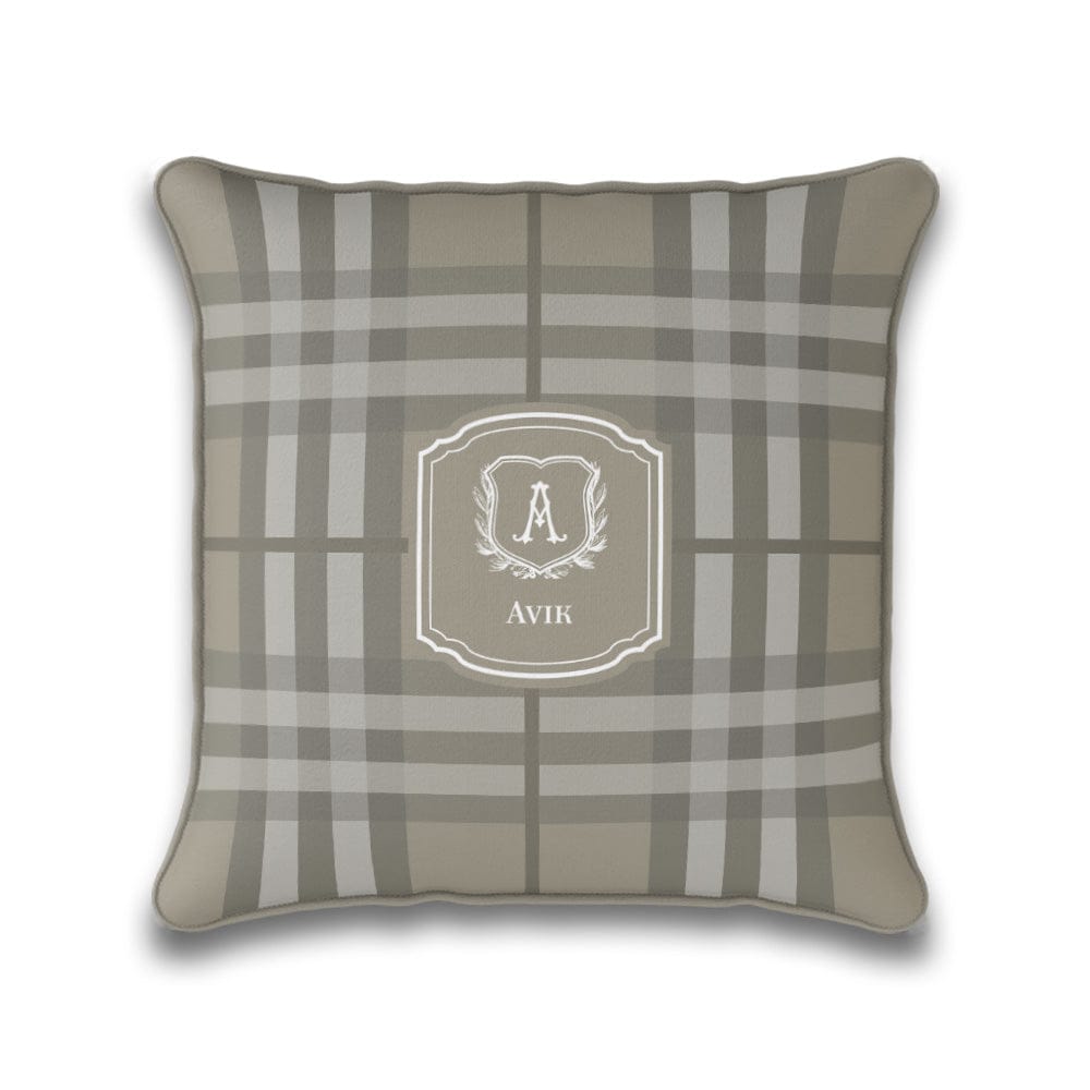 Plaid Cushion Cover-Sand / 18" / Velvet