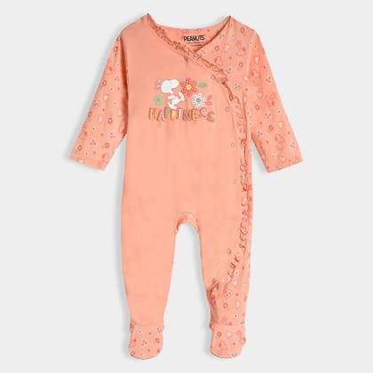 Peanuts™ Peach Printed Sleep Suit-6-9 M / Peach