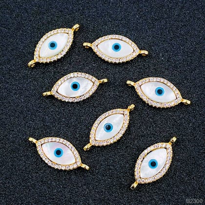 Evil Eye Oval Black Silver American Diamond Copper Centre Pcs For Women-Black
