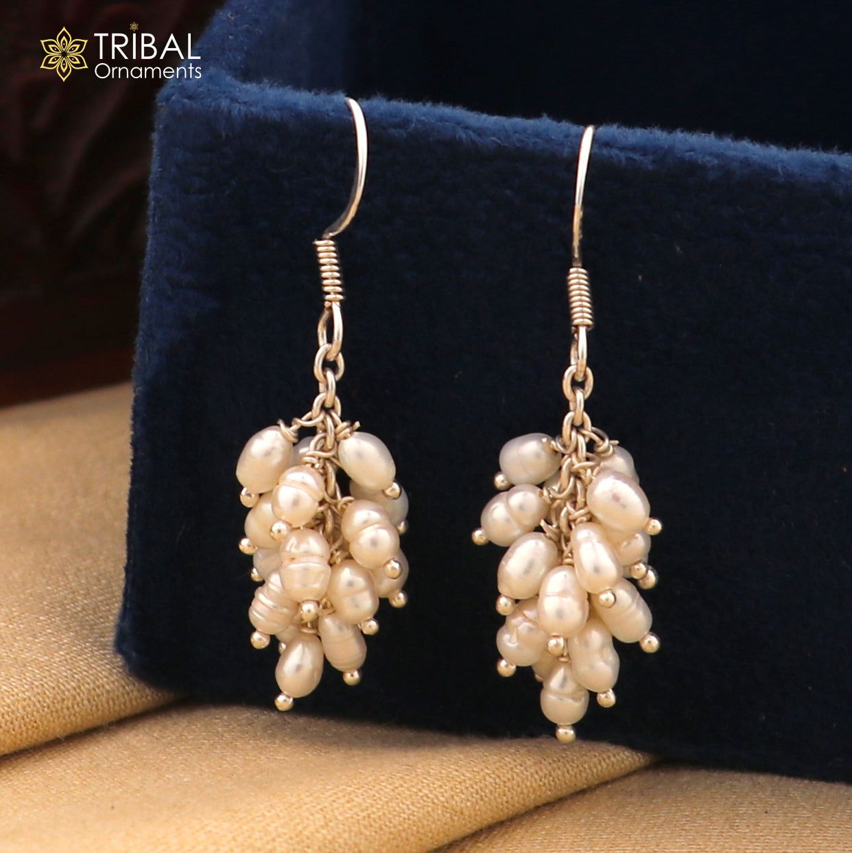 925 sterling silver hoops earring, fabulous pearl earring  ear479