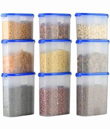 iview kitchenware - Grocery/Food/Pasta Plastic Navy Blue Dal Container ( Set of 9 )