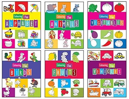 Copy Colouring Books - Alphabet, Animals, Vegetables, Birds, Fruits, Vechicles (Set of 6 Books) [Paperback] [Jan 01, 2018] LS Editorial Team