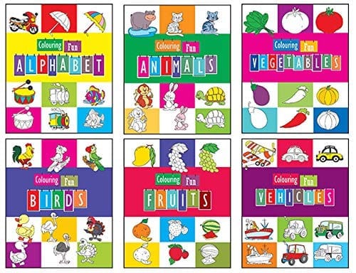 Copy Colouring Books - Alphabet, Animals, Vegetables, Birds, Fruits, Vechicles (Set of 6 Books) [Paperback] [Jan 01, 2018] LS Editorial Team