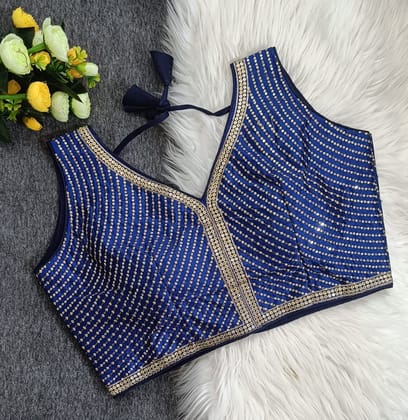 V neck Sequence Work-Navy