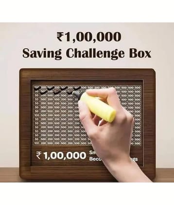 Wooden Piggy Money Bank Saving Box With Saving Target Upto 1 Lakh (Multicolor)