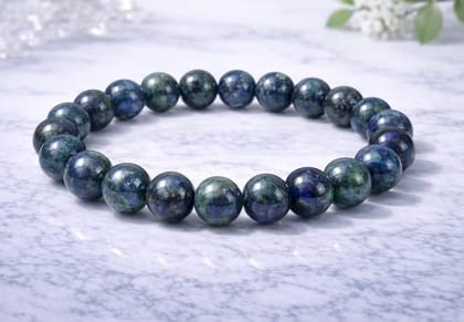 Natural Crystal 8mm Azurite Bracelet (Dark Green)-PID64927 Natural Crystal 8mm Azurite Bracelet (Dark Green)-PID64927