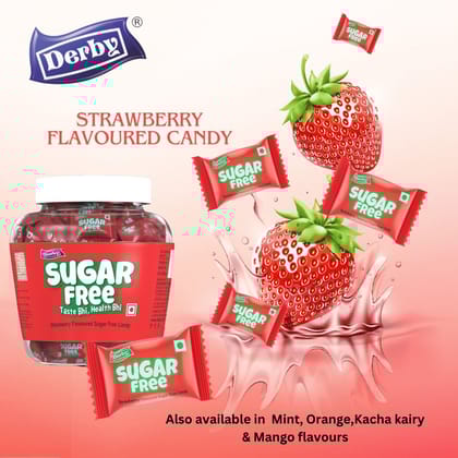 Derby Strawberry Flavoured Sugar-Free Hard Candies  Approx 115 candies 330gm