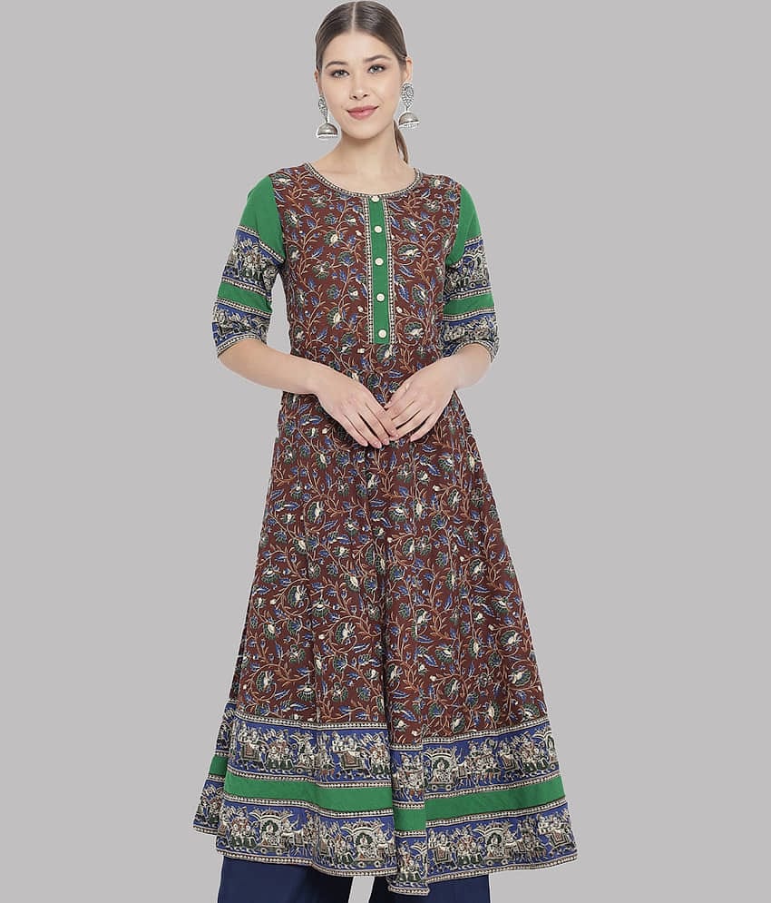 Yash Gallery - Multicolor Cotton Women's Flared Kurti ( Pack of 1 )