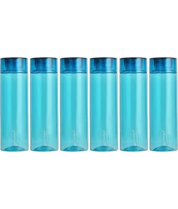 PearlPet Hydrous-1000ml Blue Plastic Water Bottle 1000 mL ( Set of 6 )