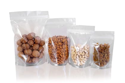 BOTH SIDE TRANSPARENT Standup Zipper Pouches 235x345x60x60MM  1.5 KG  Capacity 1000 pieces