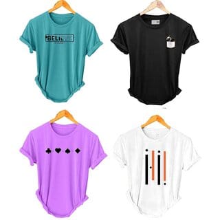 (Pack Of 4) Fashlook Printed T-Shirts for Men - Stylish & Comfortable Casual Wear (Multicolor)