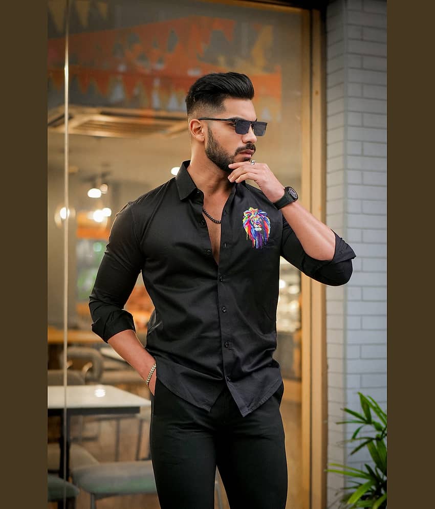 CRESALE Cotton Blend Regular Fit Printed Full Sleeves Men's Casual Shirt - White ( Pack of 1 )