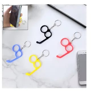 2-in-1 Plastic Dual-Finger Mobile Stand cum Keyring (1 Pc, Mixed Color)