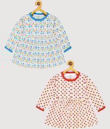 Babeezworld Pack of 2 Baby Girls Cotton Frock ( Red & Yellow )