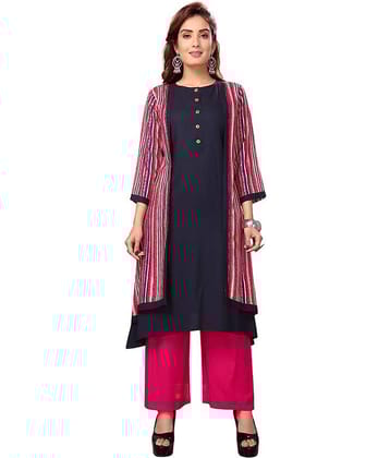 Madhuram Textiles - Multicolor Rayon Women's Jacket Style Kurti ( Pack of 1 )