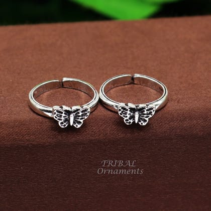 Floral design vintage style handmade 925 sterling silver adjustable toe ring band for brides or girl's best personalized jewelry ytr77