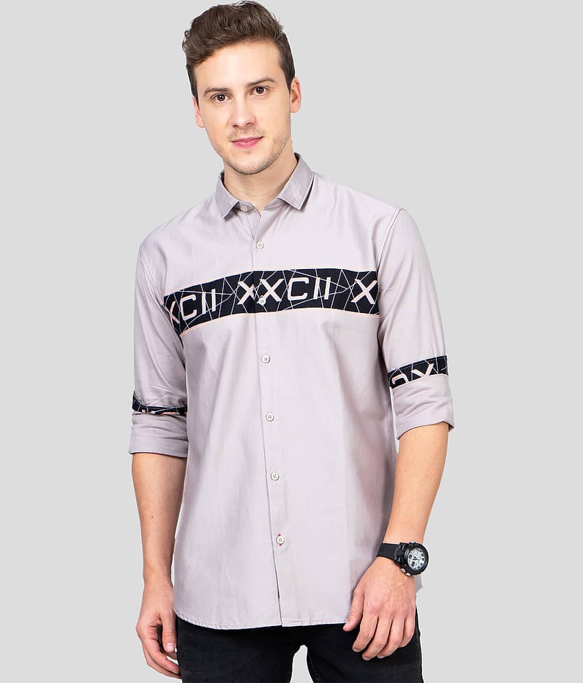 Paul Street Cotton Blend Slim Fit Colorblock Men's Casual Shirt - Grey ( Pack of 1 )