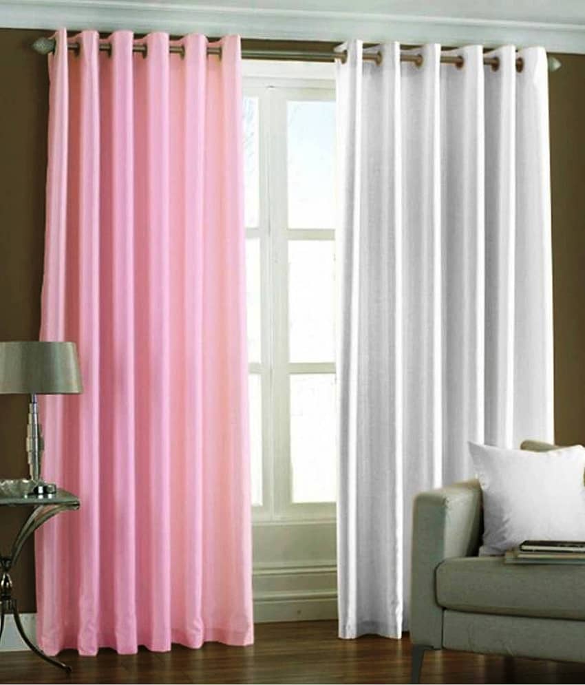N2C Home Solid Semi-Transparent Eyelet Curtain 5 ft ( Pack of 2 ) - Multicolor