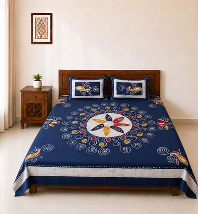 Handcrafted Batik Cotton Double Bed Bedsheet Handcrafted Batik Cotton Double Bed Bedsheet