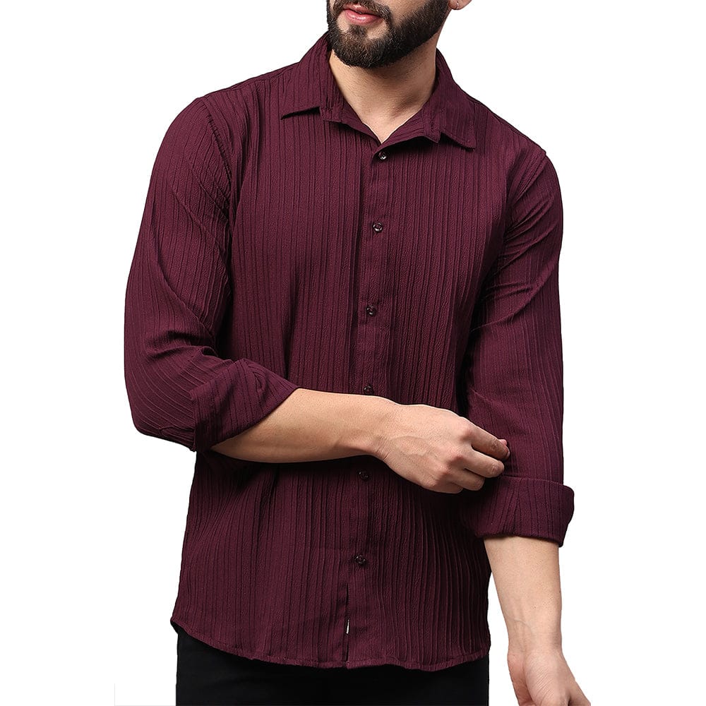 Crushed Self Stripe Maroon Shirt-38