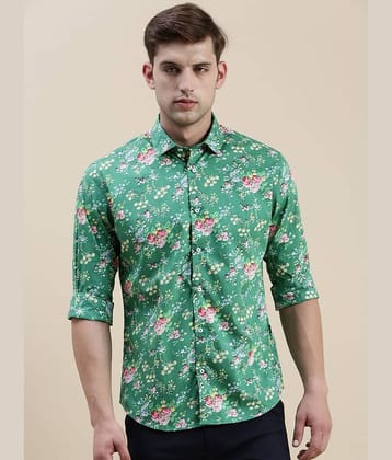 Showoff Cotton Blend Regular Fit Printed Full Sleeves Men's Casual Shirt - Green ( Pack of 1 )