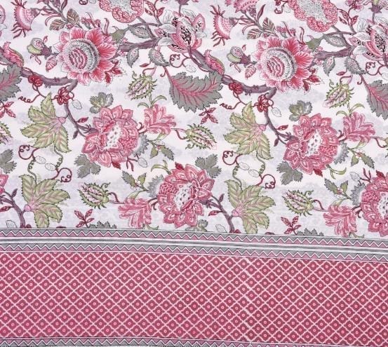 3001-Hometrade India-Standard King Size (90*108 Inches)-Buy Pure Cotton Jaipuri Printed Flat King Size Double Bedsheet With 2 Matching Pillow Cover