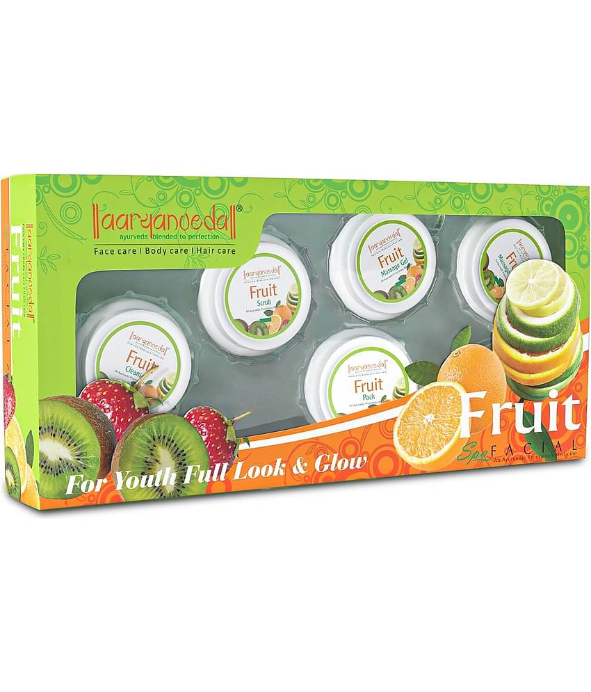 Aaryanveda Fruit Facial Kit 5 Steps ,Complete Skin Rejuvenation, Brightening & Hydration,210g (Pack of 1)