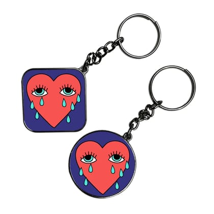 Heart Crying Tarot - Keychain With Silver Border (Pack Of 2)