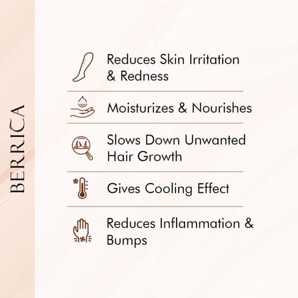 Berrica Mulberry After Wax Soothing Gel with Cucumber & Turmeric for Women | Reduces Skin Irritation & Redness | Paraben Free | Dermatologically Tested | For All Skin Types (50g)
