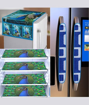 Crosmo Polyester Abstract Printed Fridge Mat & Cover ( 99 53 ) Pack of 7 - Green