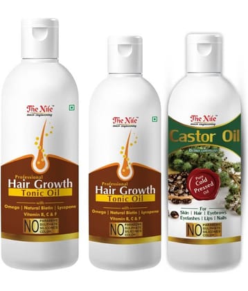 The Nile Hair Tonic 200 Ml + 100 Ml (300 Ml) + Castor Oil 100 Ml 400 mL Pack of 3